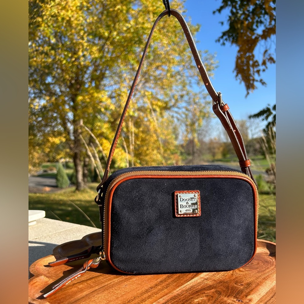 Dooney & Bourke Navy Suede Sawyer Crossbody EUC